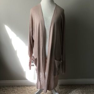 LOFT Long Open Linen-Blend Cardigan